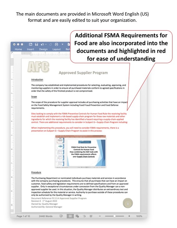 Additional FSMA Requirements